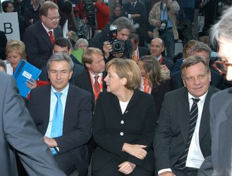 Klaus Wowereit, Angela Merkel, Hartmut Mehdorn