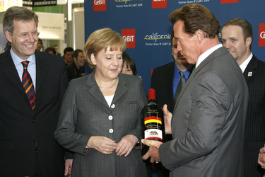 Christian Wulff, Angela Merkel, Arnold Schwarzenegger