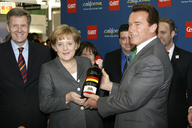 Christian Wulff, Angela Merkel, Arnold Schwarzenegger