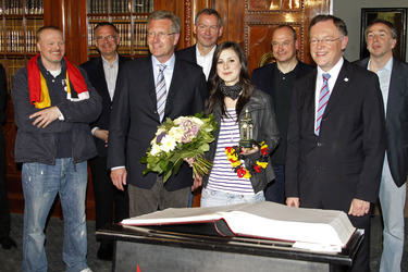 Stefan Raab, Christian Wulff, Lena Meyer-Landrut, Stephan Weil