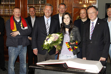 Stefan Raab, Christian Wulff, Lena Meyer-Landrut, Stephan Weil