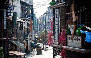 Blick über die Main Street des größten 1:1 Set von Hong Kong