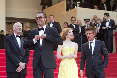 Gilles Jacob, Brad Pitt, Jessica Chastain, Sean Penn