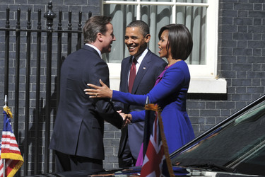 David Cameron, Barak Obama mit Gattin Michelle