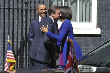 David Cameron, Barak Obama mit Gattin Michelle