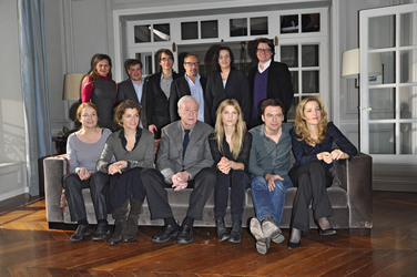 Regisseurin Sandra Nettelbeck, Michèle Goddet, Michael Caine, Clémence Poésy, Justin Kirk, Gillian Anderson und die Produzenten Philipp Kreuzer, Astrid Kahmke, Ulrich Stiehm und Helge Sasse