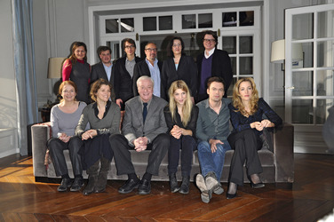 Regisseurin Sandra Nettelbeck, Michèle Goddet, Michael Caine, Clémence Poésy, Justin Kirk, Gillian Anderson und die Produzenten Philipp Kreuzer, Astrid Kahmke, Ulrich Stiehm und Helge Sasse