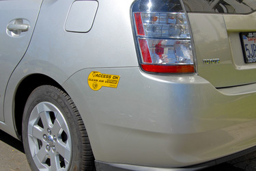 Clean Air Sticker auf einem Toyota Hybrid Auto