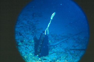 Wrack der Titanic - Wissenschftliches Experiment einer französichen Expedition zur Feststellung, wie lange es dauert, bis das Wrack völlig zerfällt