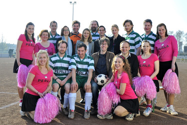 Stefan Hering, Christoph Bach, Bernadette Heerwagen, Sebastian Ströbel mit Team und Cast von 'Abseitsfalle'