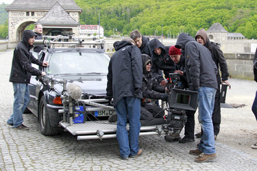 Carl Stück mit Kamerateam