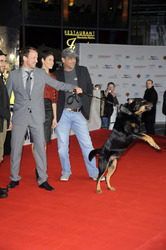 Jan Josef Liefers, Wotan Wilke Möhring mit Hund Bruno, Jasmin Gerat, Marc Rothemund