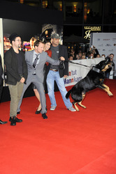 Jan Josef Liefers, Wotan Wilke Möhring mit Hund Bruno, Jasmin Gerat, Marc Rothemund