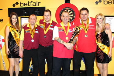 Ronny Huybrechts, Kim Huybrechts (Belgien), Phil Taylor, Adrian Lewis (England)