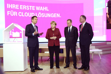 René Obermann, Angela Merkel, Donald Tusk, Stephan Weil