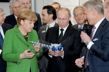 Messerundgang von Kanzlerin Merkel und Präsident Putin, Hannover