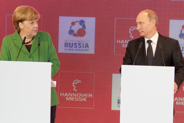 Messerundgang von Kanzlerin Merkel und Präsident Putin, Hannover