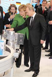 Messerundgang von Kanzlerin Merkel und Präsident Putin, Hannover
