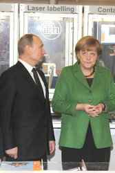 Messerundgang von Kanzlerin Merkel und Präsident Putin, Hannover