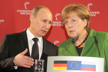 Messerundgang von Kanzlerin Merkel und Präsident Putin, Hannover