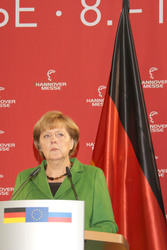 Messerundgang von Kanzlerin Merkel und Präsident Putin, Hannover