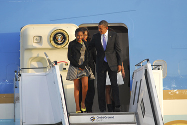 Barack Obama mit Tochter Natascha/Sasha und Gattin Michelle