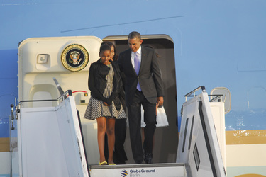 Barack Obama mit Tochter Natascha/Sasha und Gattin Michelle