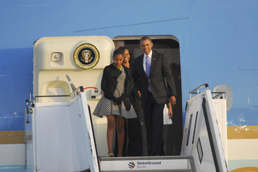 Barack Obama mit Tochter Natascha/Sasha und Gattin Michelle