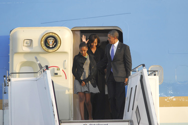 Barack Obama mit Tochter Natascha/Sasha und Gattin Michelle