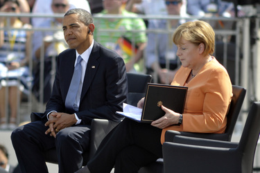 Präsident Obama spricht am Brandenburger Tor, Berlin