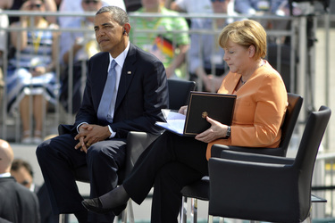 Präsident Obama spricht am Brandenburger Tor, Berlin