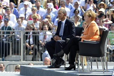 Präsident Obama spricht am Brandenburger Tor, Berlin