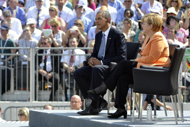 Präsident Obama spricht am Brandenburger Tor, Berlin