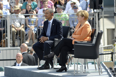 Präsident Obama spricht am Brandenburger Tor, Berlin