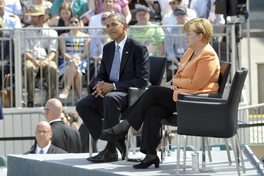 Präsident Obama spricht am Brandenburger Tor, Berlin