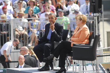 Präsident Obama spricht am Brandenburger Tor, Berlin