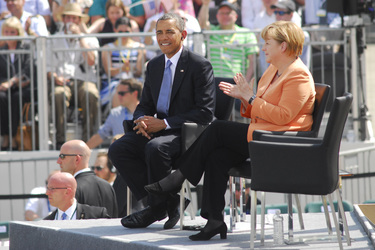 Präsident Obama spricht am Brandenburger Tor, Berlin