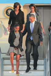 Barack Obama mit Gattin Michelle und Töchtern Natasha/Sasha und Malia Ann