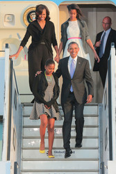 Barack Obama mit Gattin Michelle und Töchtern Natasha/Sasha und Malia Ann