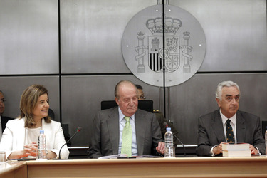 König Juan Carlos besucth die Permanent Commission of the Economic and Social Council, Madrid