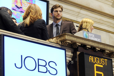 Ashton Kutcher Läutet die Eröffnungsglocke des NYSE, New York