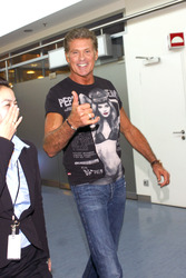 Ankunft von David Hasselhoff am Flughafen Tegel, Berlin