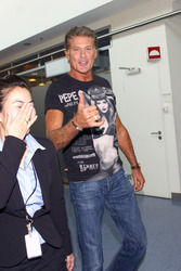 Ankunft von David Hasselhoff am Flughafen Tegel, Berlin