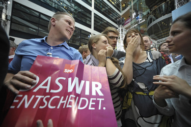 SPD Wahlabend zur Bundestagswahl im Willy-Brandt-Haus, Berlin