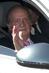 Ankunft von Juan Carlos I. von Spanien am Quiron Hospital, Pozuelo de Alarcon