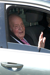 Ankunft von Juan Carlos I. von Spanien am Quiron Hospital, Pozuelo de Alarcon
