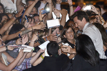 Ankunft von Hugh Jackman am Hotel beim San Sebastian Film Festival 2013