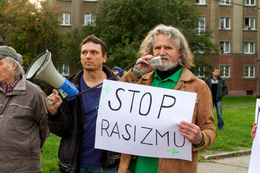 Gegendemonstration zum Aufmarsch der Neonazis in Ostrava, Tschechien