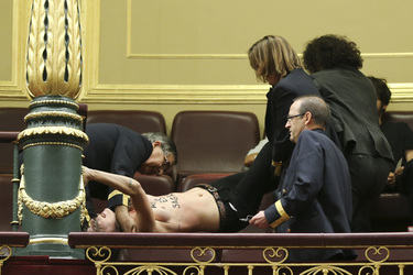Femen Protest im spanischen Kongress, Madrid