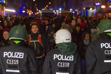 Demonstration gegen europäische Asylbewerbergesetze in Kreuzberg, Berlin